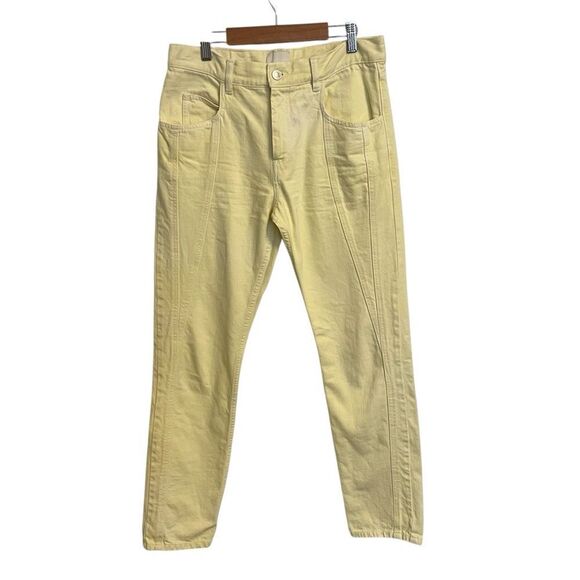 Isabel Marant Vikira Slim Pants Light Yellow Denim Size 40 or US 10 - Picture 2 of 8